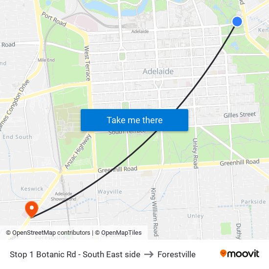 Stop 1 Botanic Rd - South East side to Forestville map