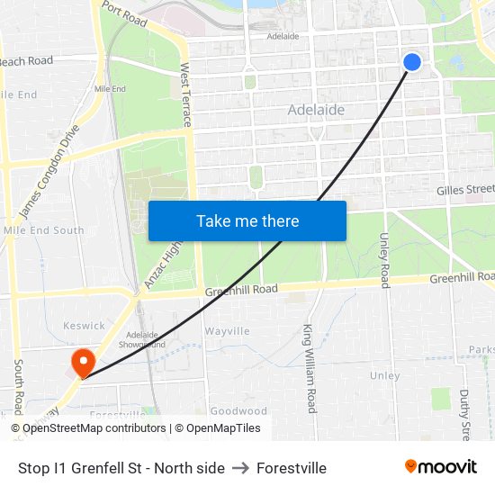 Stop I1 Grenfell St - North side to Forestville map