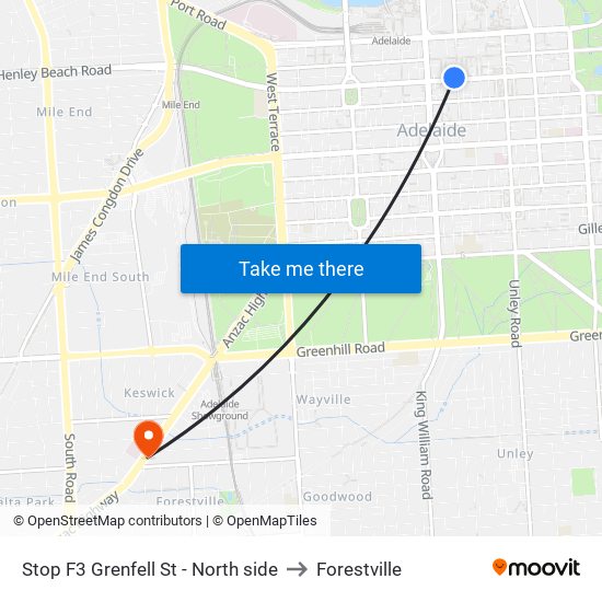 Stop F3 Grenfell St - North side to Forestville map