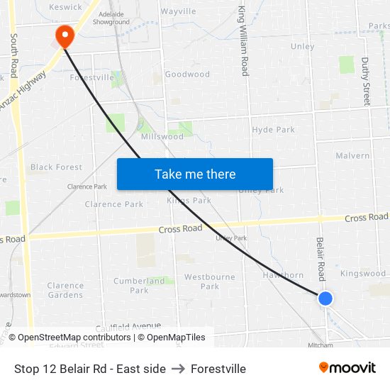 Stop 12 Belair Rd - East side to Forestville map