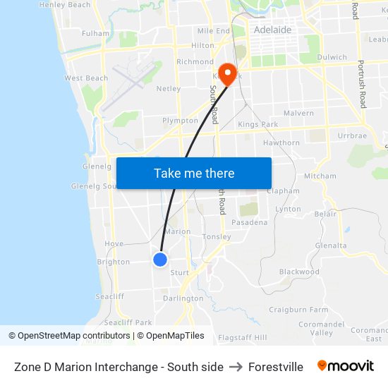 Zone D Marion Interchange - South side to Forestville map