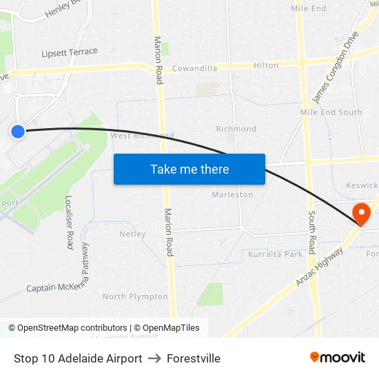 Stop 10 Adelaide Airport to Forestville map