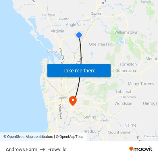 Andrews Farm to Frewville map