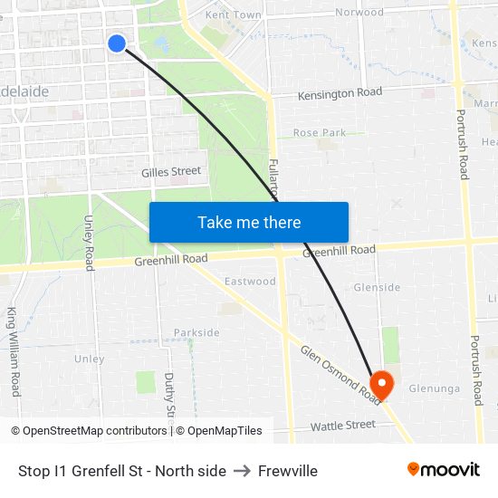 Stop I1 Grenfell St - North side to Frewville map