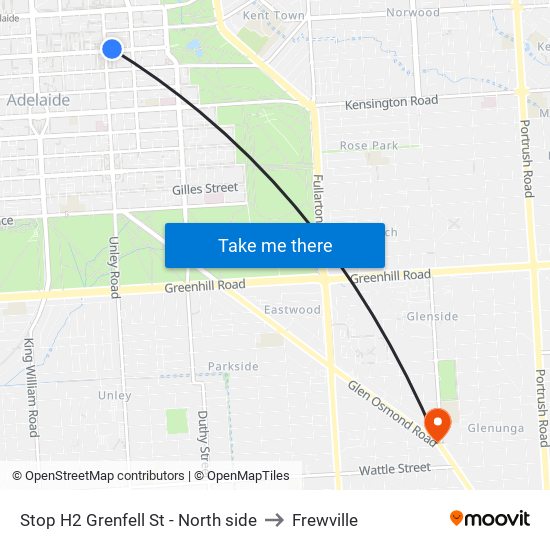 Stop H2 Grenfell St - North side to Frewville map