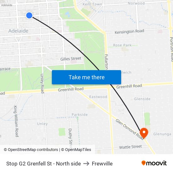 Stop G2 Grenfell St - North side to Frewville map