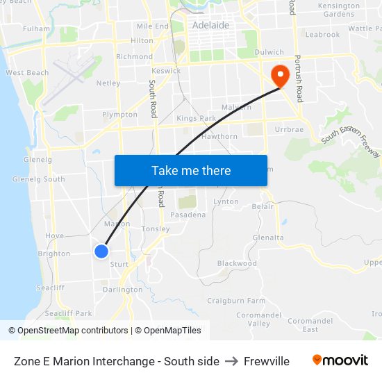 Zone E Marion Interchange - South side to Frewville map