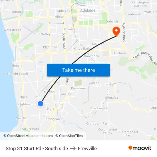 Stop 31 Sturt Rd - South side to Frewville map