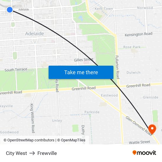 City West to Frewville map