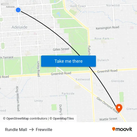 Rundle Mall to Frewville map