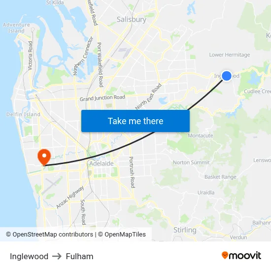 Inglewood to Fulham map