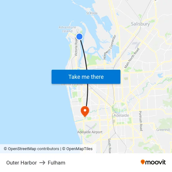 Outer Harbor to Fulham map