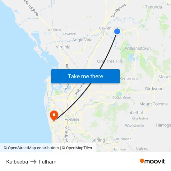 Kalbeeba to Fulham map