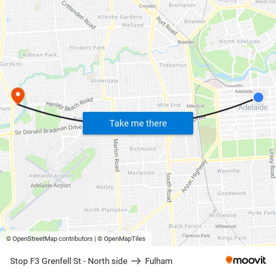 Stop F3 Grenfell St - North side to Fulham map