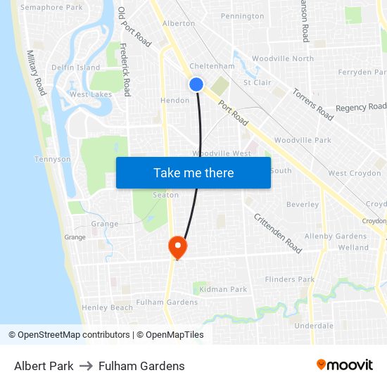 Albert Park to Fulham Gardens map