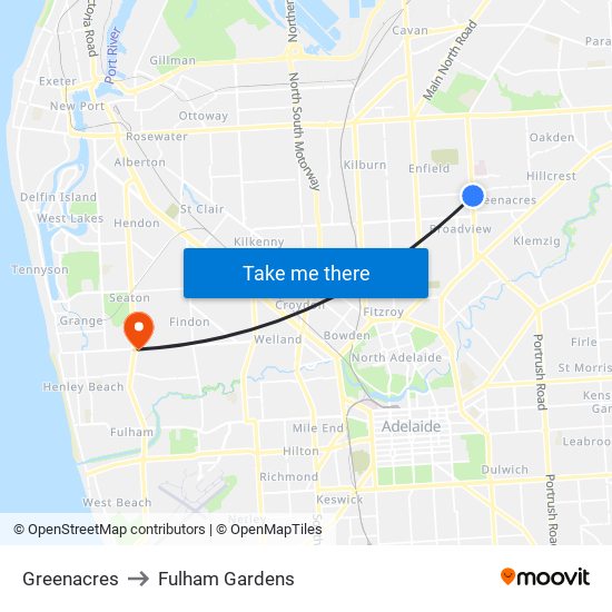 Greenacres to Fulham Gardens map