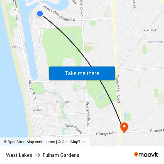 West Lakes to Fulham Gardens map