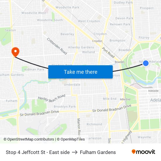 Stop 4 Jeffcott St - East side to Fulham Gardens map