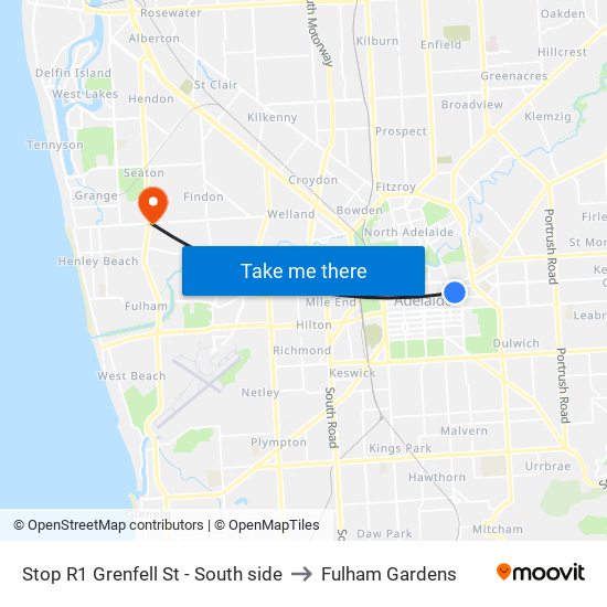 Stop R1 Grenfell St - South side to Fulham Gardens map