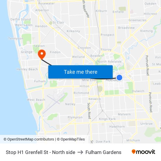 Stop H1 Grenfell St - North side to Fulham Gardens map