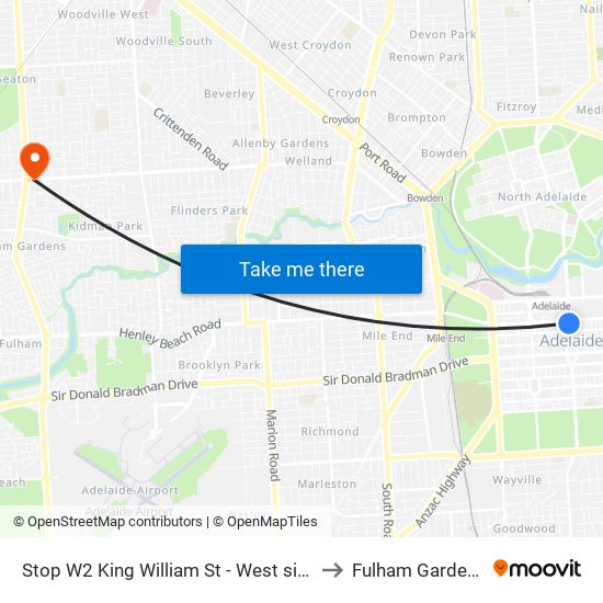 Stop W2 King William St - West side to Fulham Gardens map