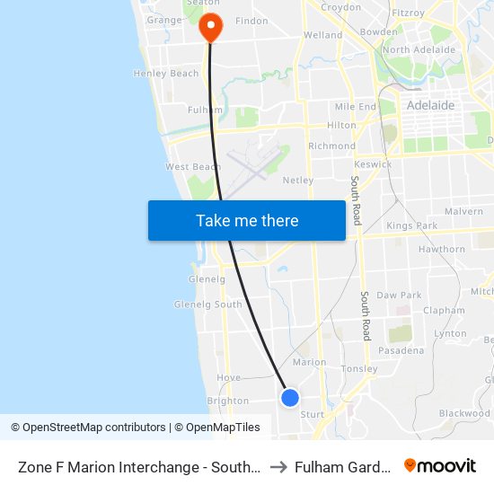 Zone F Marion Interchange - South side to Fulham Gardens map