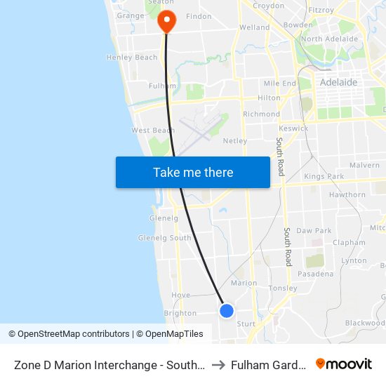 Zone D Marion Interchange - South side to Fulham Gardens map