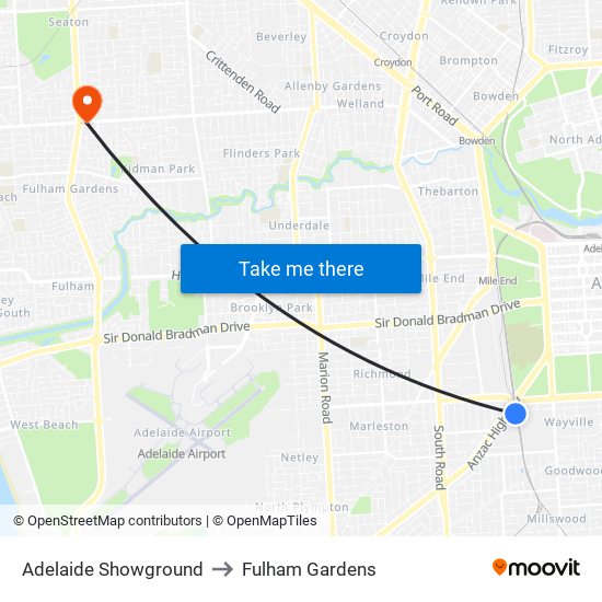 Adelaide Showground to Fulham Gardens map