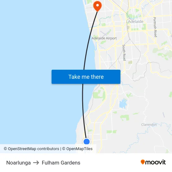 Noarlunga to Fulham Gardens map