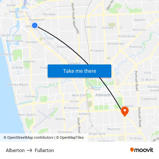 Alberton to Fullarton map