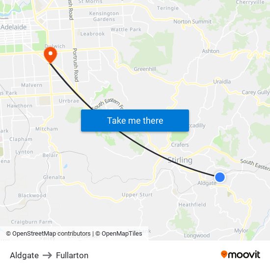 Aldgate to Fullarton map