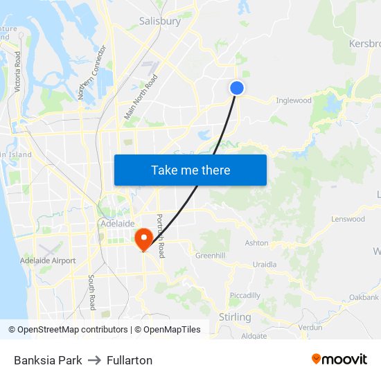 Banksia Park to Fullarton map