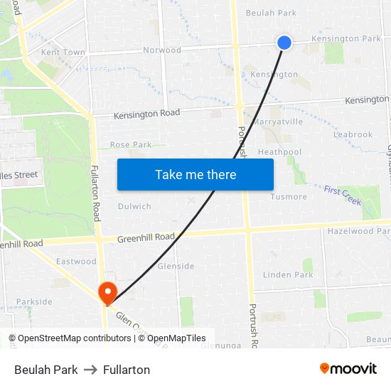 Beulah Park to Fullarton map