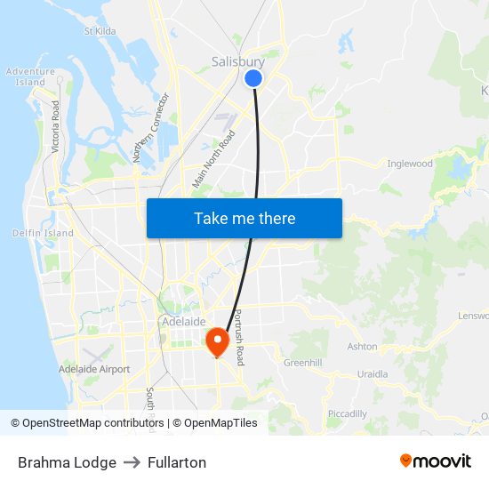 Brahma Lodge to Fullarton map