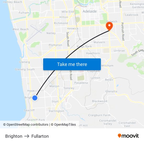 Brighton to Fullarton map