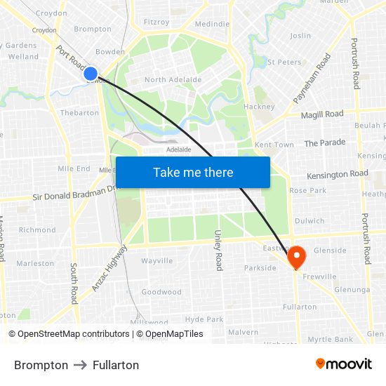 Brompton to Fullarton map