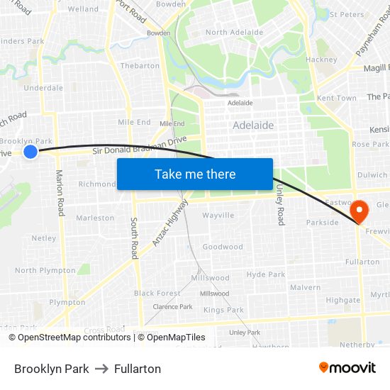 Brooklyn Park to Fullarton map