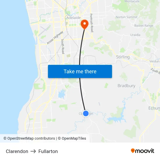 Clarendon to Fullarton map