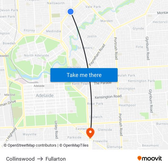 Collinswood to Fullarton map