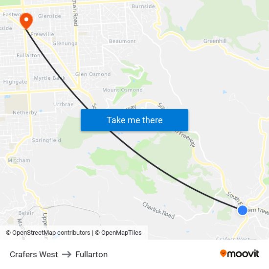 Crafers West to Fullarton map