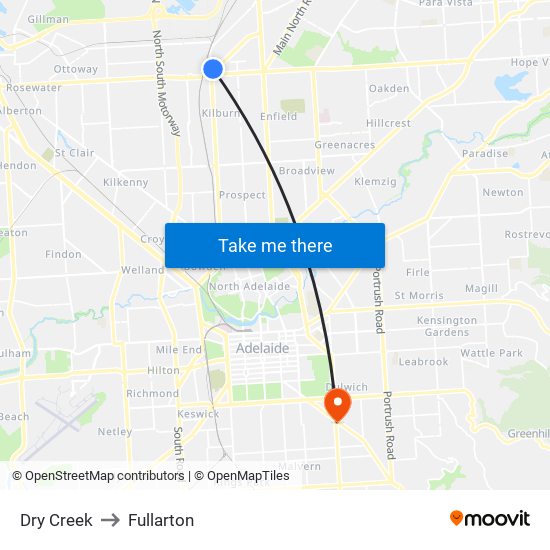 Dry Creek to Fullarton map