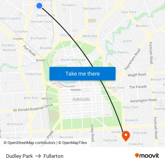 Dudley Park to Fullarton map