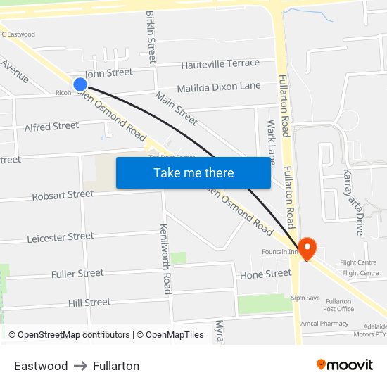 Eastwood to Fullarton map