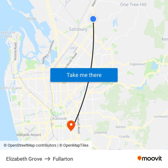 Elizabeth Grove to Fullarton map