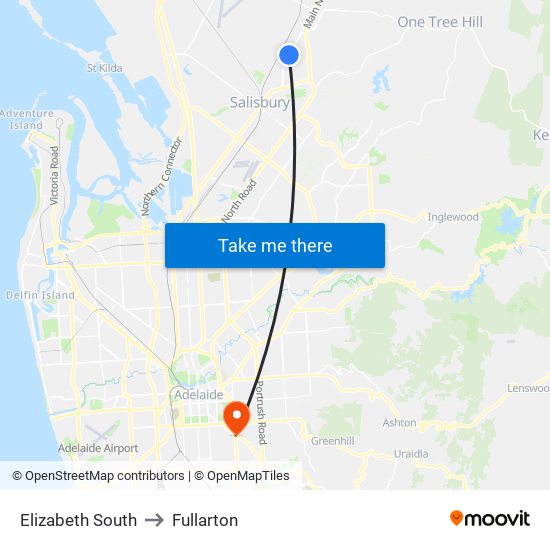 Elizabeth South to Fullarton map