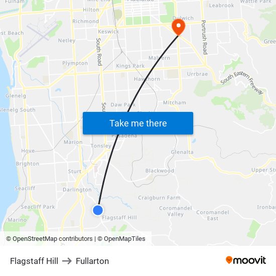 Flagstaff Hill to Fullarton map