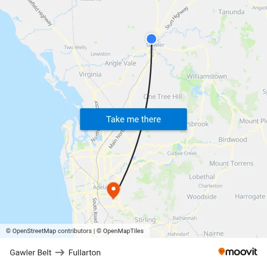 Gawler Belt to Fullarton map