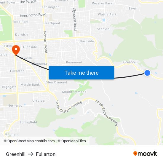 Greenhill to Fullarton map