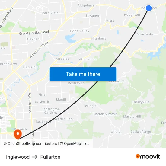 Inglewood to Fullarton map