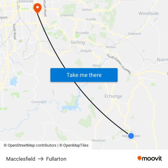 Macclesfield to Fullarton map